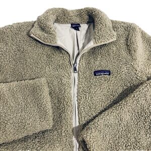 Patagonia Los Gatos Full Zip Sweater Jacket Womens M Taupe Teddy Bear Super Soft